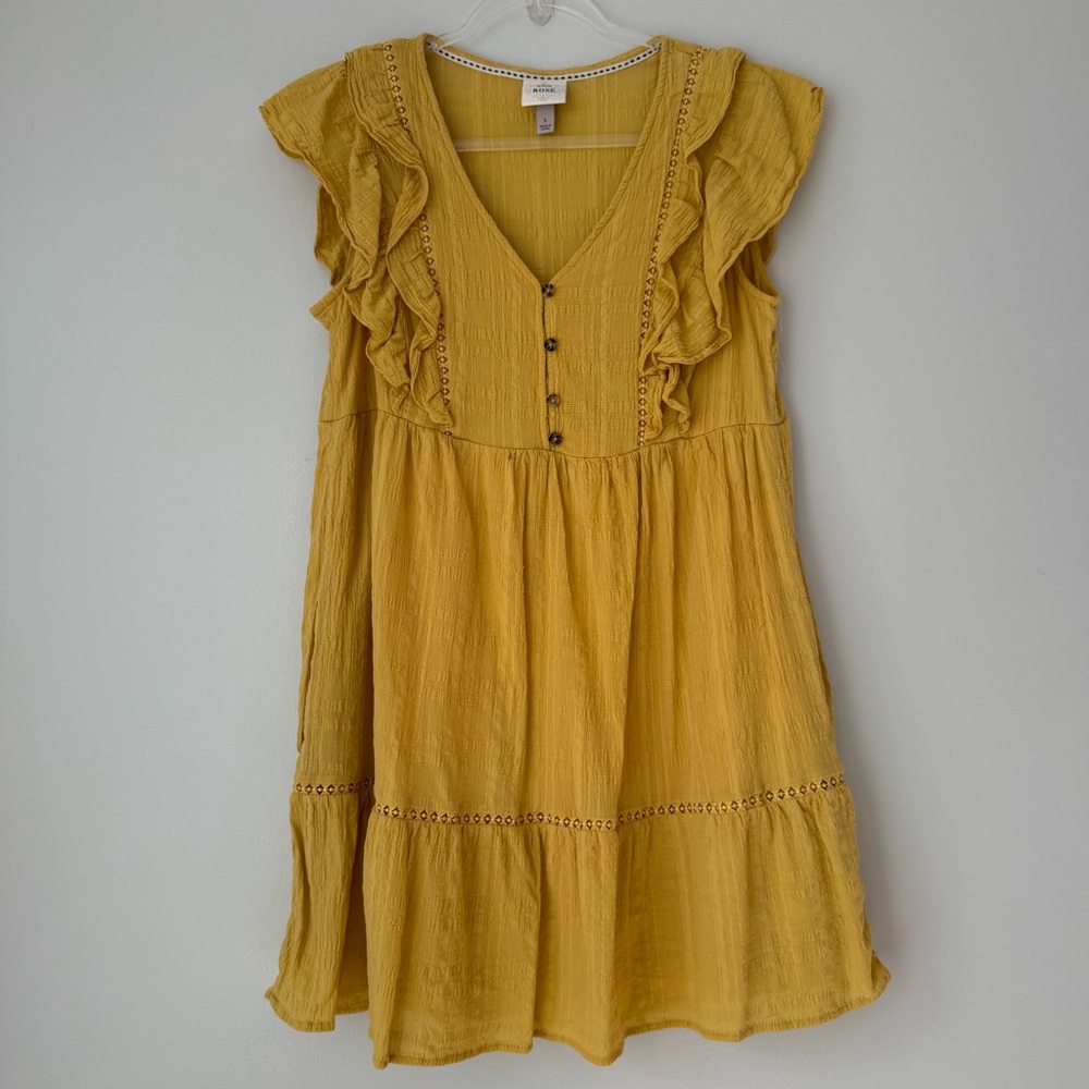 Knox Rose Mustard Yellow Ruffled Mini Dress